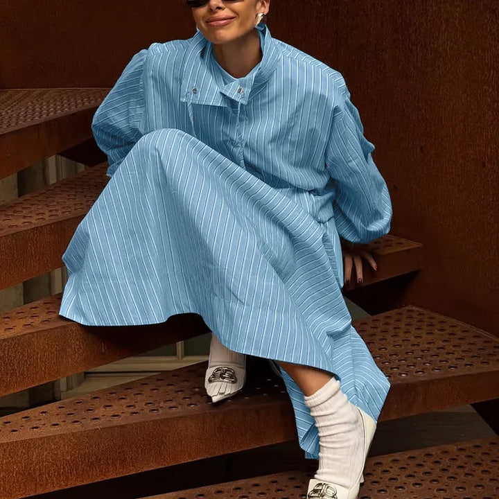 Stylish Two-Piece Set-Long-Sleeve, Single-Breasted Top With Stand Collar