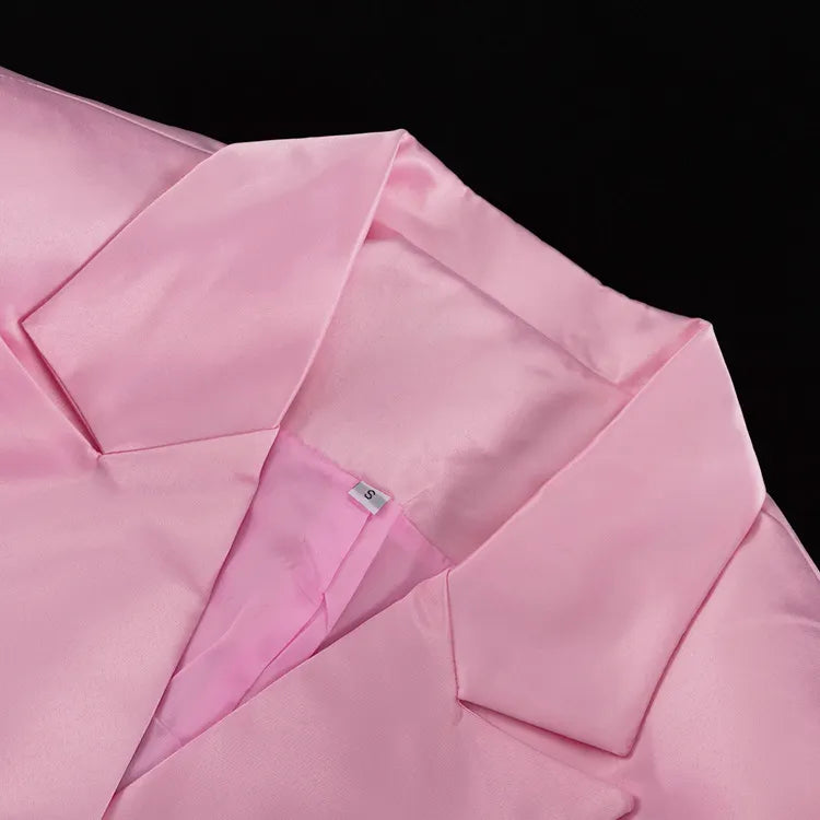 Double Breasted Oversized Blazer &amp; High Waist Mini Skirt 2-Piece Suit
