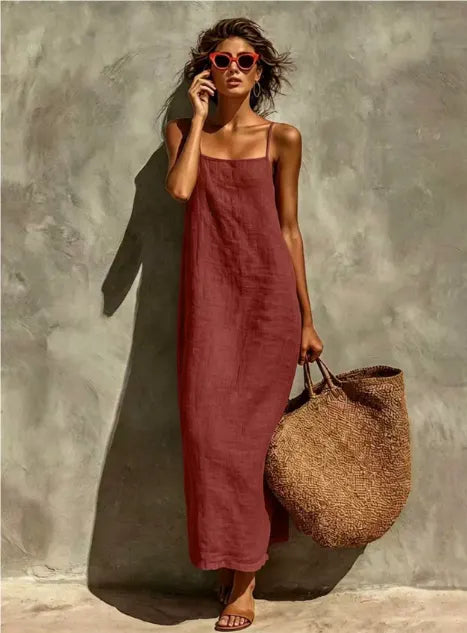 Strapless Square-neckline Resort-style Dress