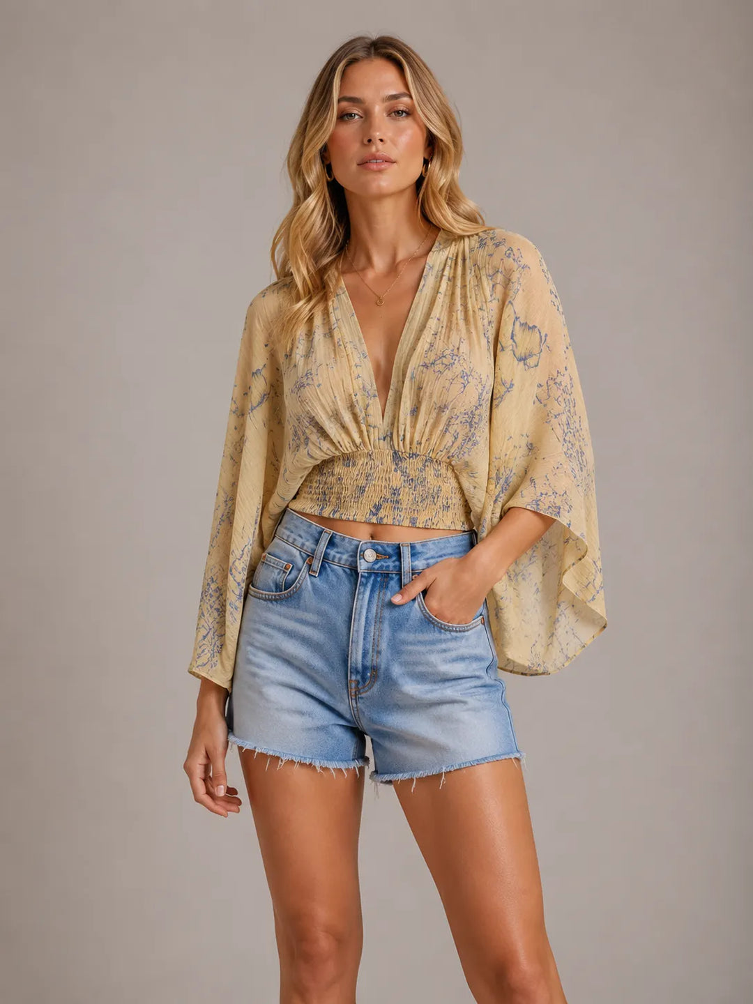 Womens Bohemian Resort-Style Fashionable Printed Top
