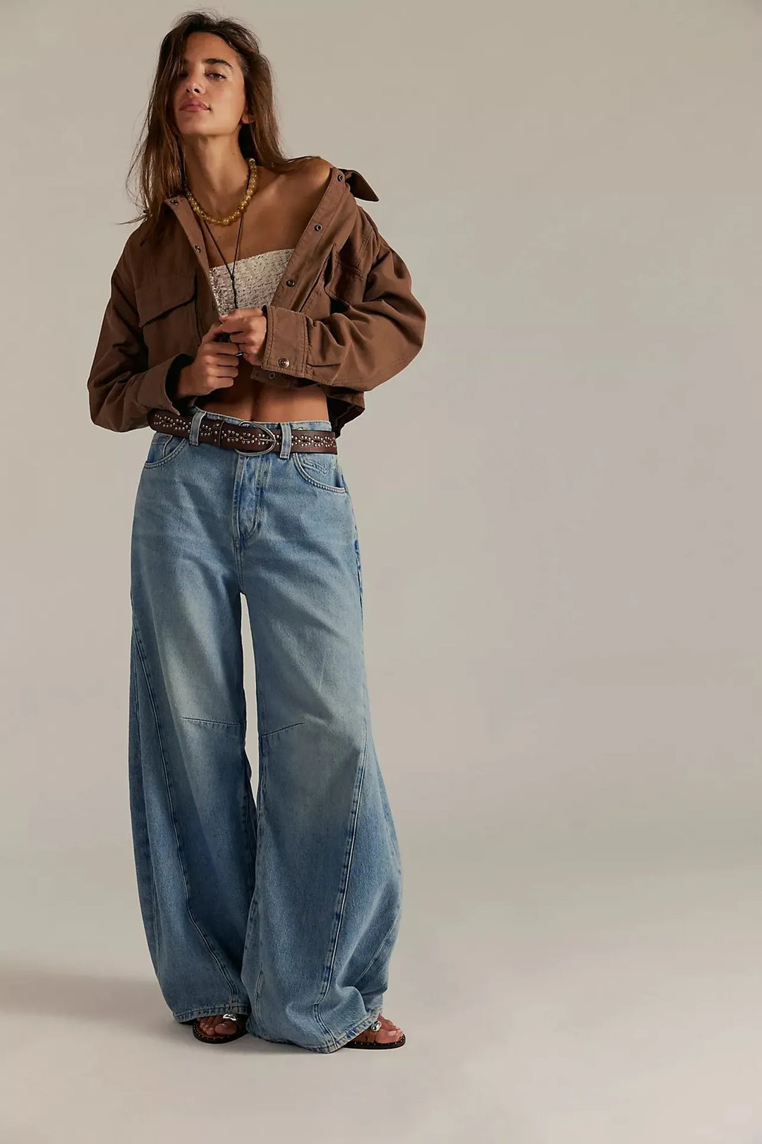 Retro High-Waist Wide-Leg Denim Jeans