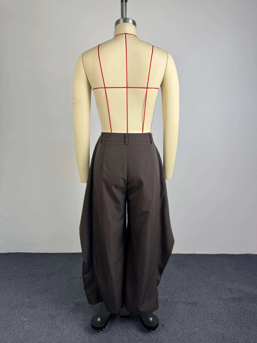 Asymmetric Cross Over Fold Waist Deconstructed Wide Leg Tailored Pants