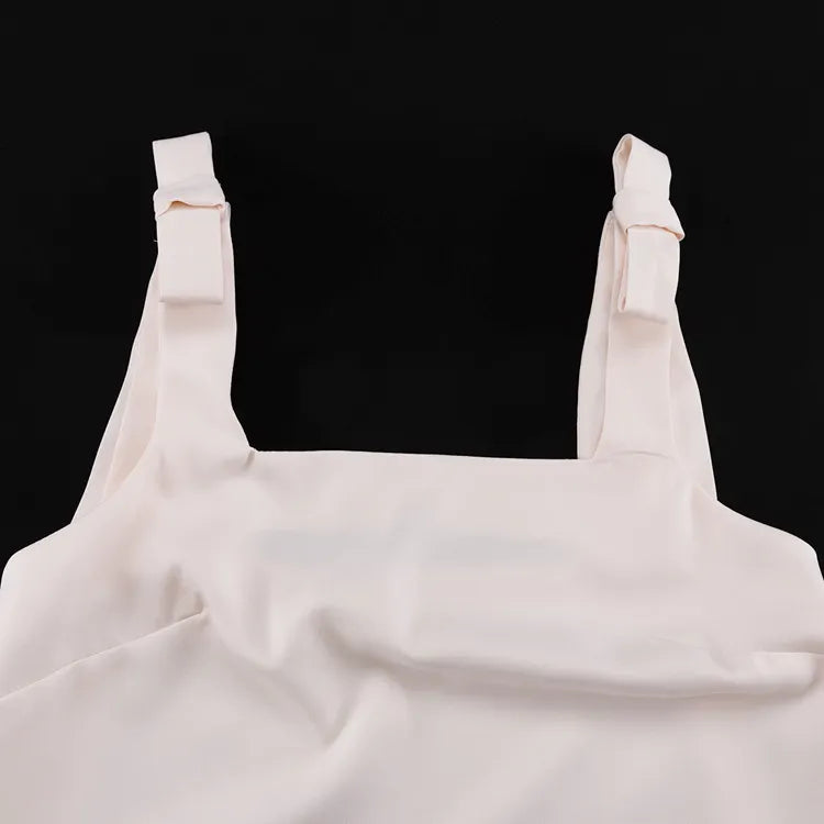 Bow Strap Square Neck A-Line Tank &amp; Elastic Waist Casual Shorts 2-Piece Co-Ord Set