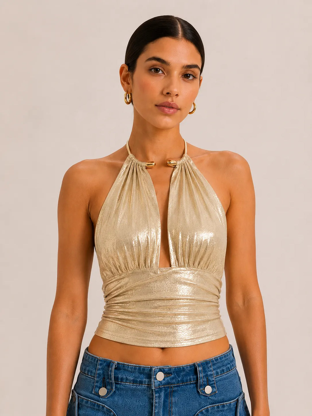 Women's Sexy Deep V-Neck Halter Short Top