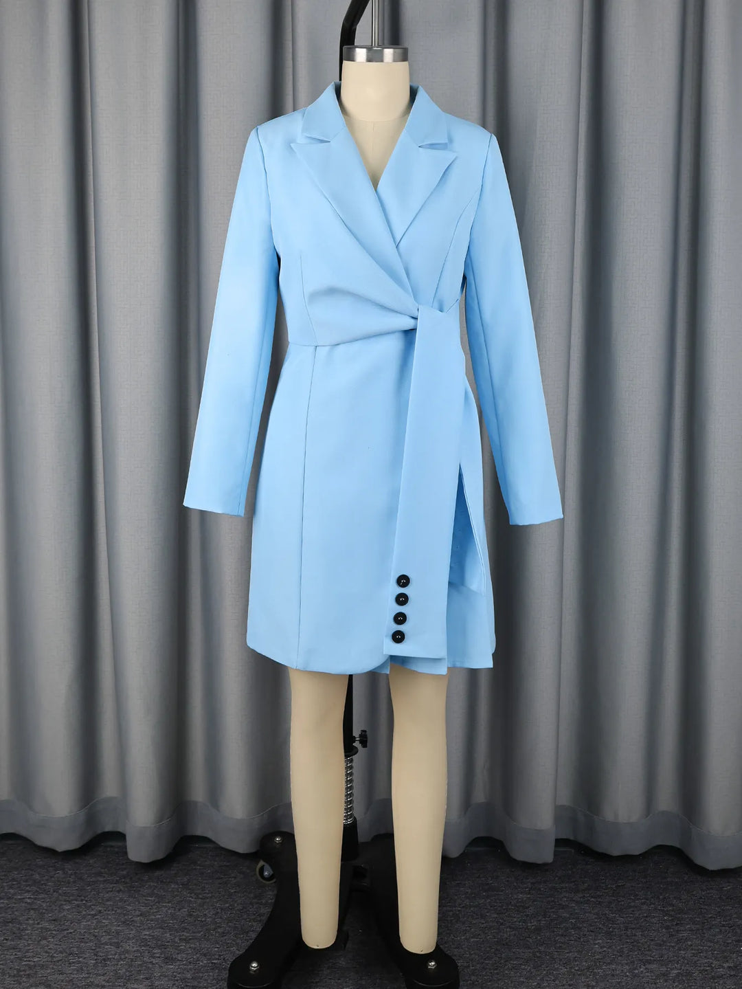 Lapel Wrap Belt Long Sleeve Mini Blazer Dress