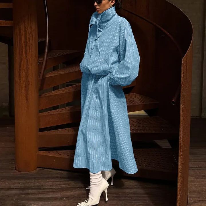 Stylish Two-Piece Set-Long-Sleeve, Single-Breasted Top With Stand Collar