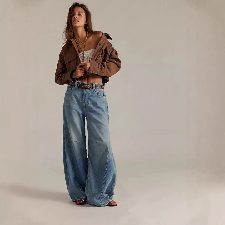 Retro High-Waist Wide-Leg Denim Jeans