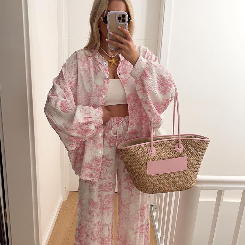 Breathable Long-sleeve Long-pants Cotton Pajamas