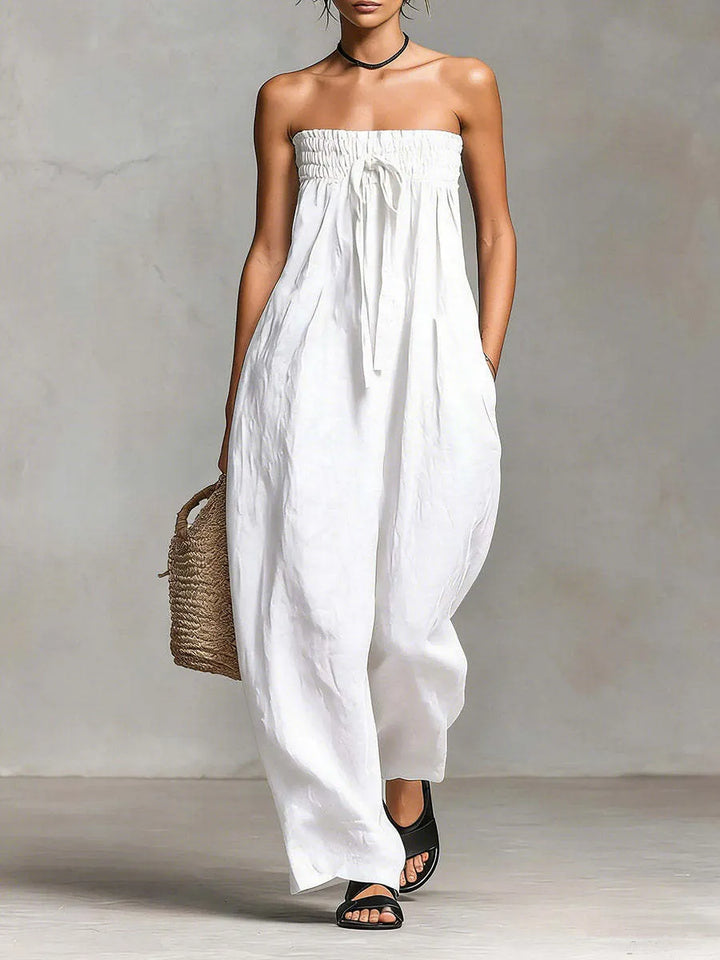 Fashion Tie-up Loose Straight-leg Jumpsuit