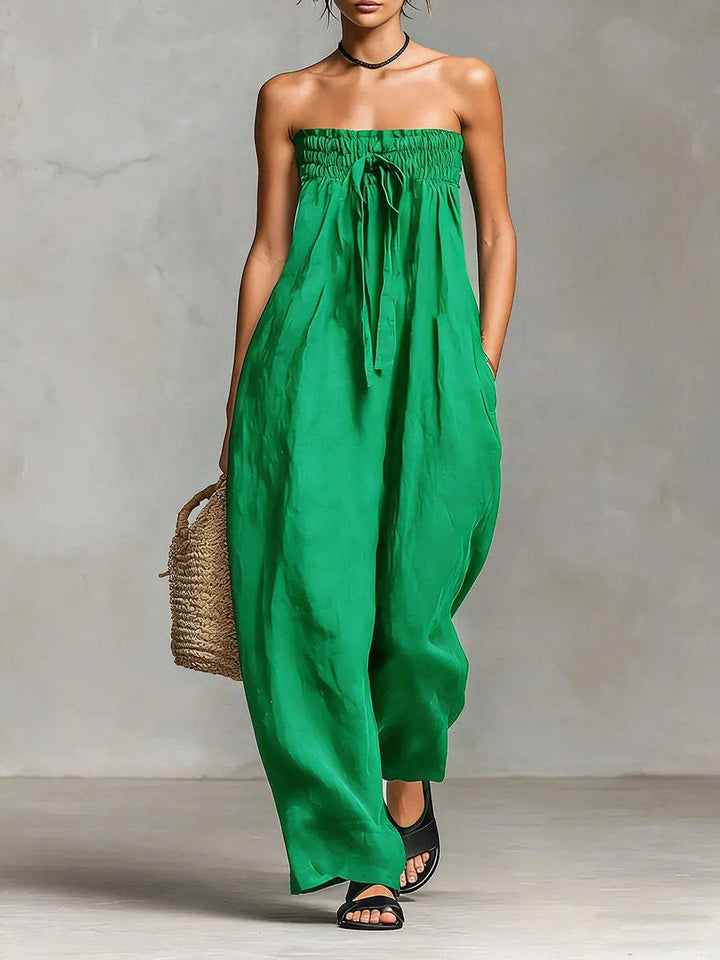Fashion Tie-up Loose Straight-leg Jumpsuit