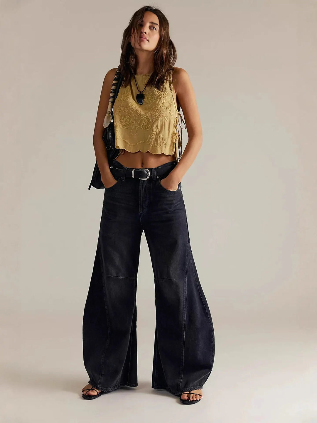 Retro High-Waist Wide-Leg Denim Jeans