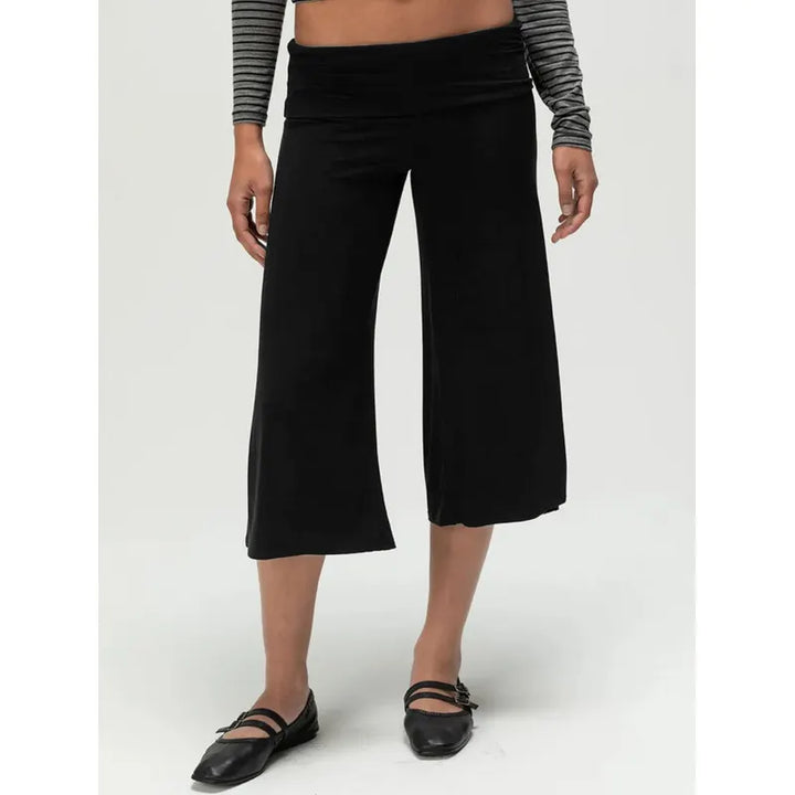 High Waisted Relaxed Fit Striped Wide Leg Capri Pantscasual And Stylish