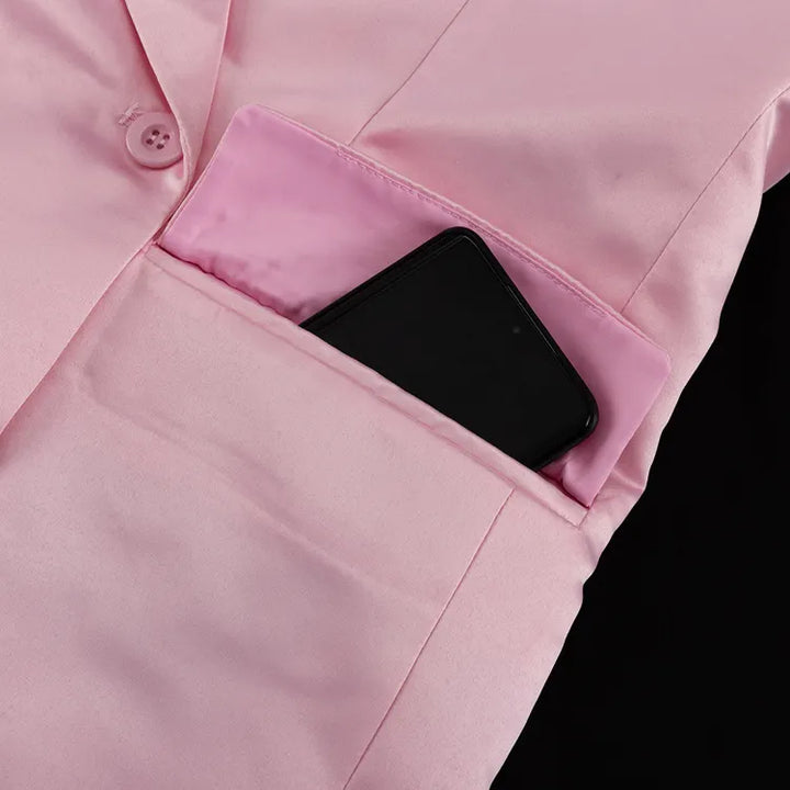 Double Breasted Oversized Blazer &amp; High Waist Mini Skirt 2-Piece Suit