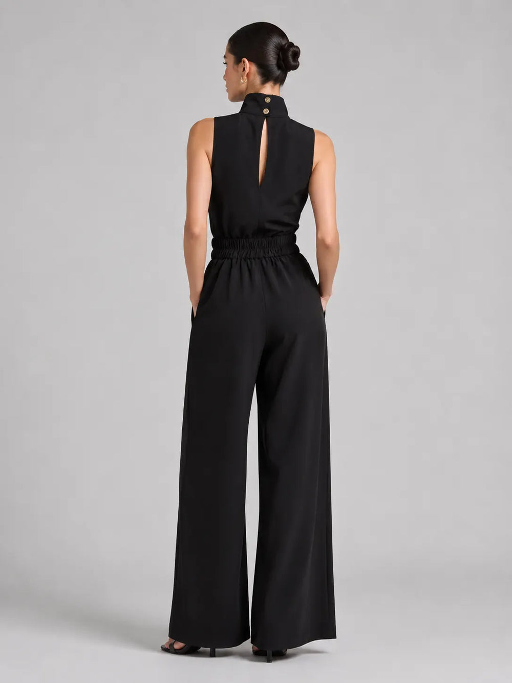 Casual Sleeveless Suit Summer Stand-up Collar Pullover Top And Loose Straight-leg Trousers