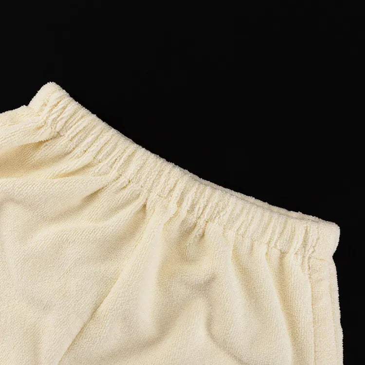 Terry Cloth Tie Front Short Sleeve Jacket &amp; Elastic Waist Casual Shorts 2-Piece Loungewear Set
