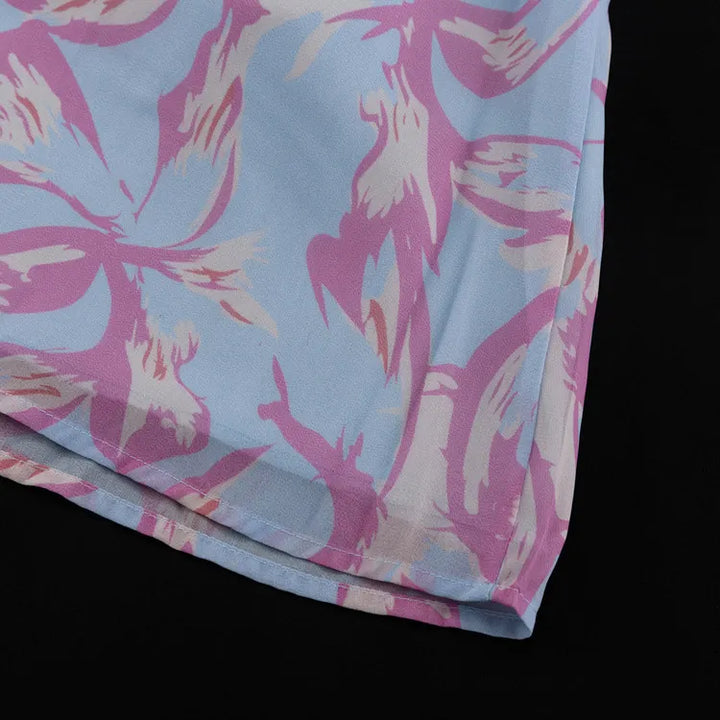 Abstract Print Sleeveless Crop Vest &amp; Flared Midi Skirt 2-Piece Set