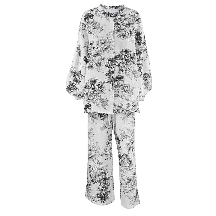 Breathable Long-sleeve Long-pants Cotton Pajamas