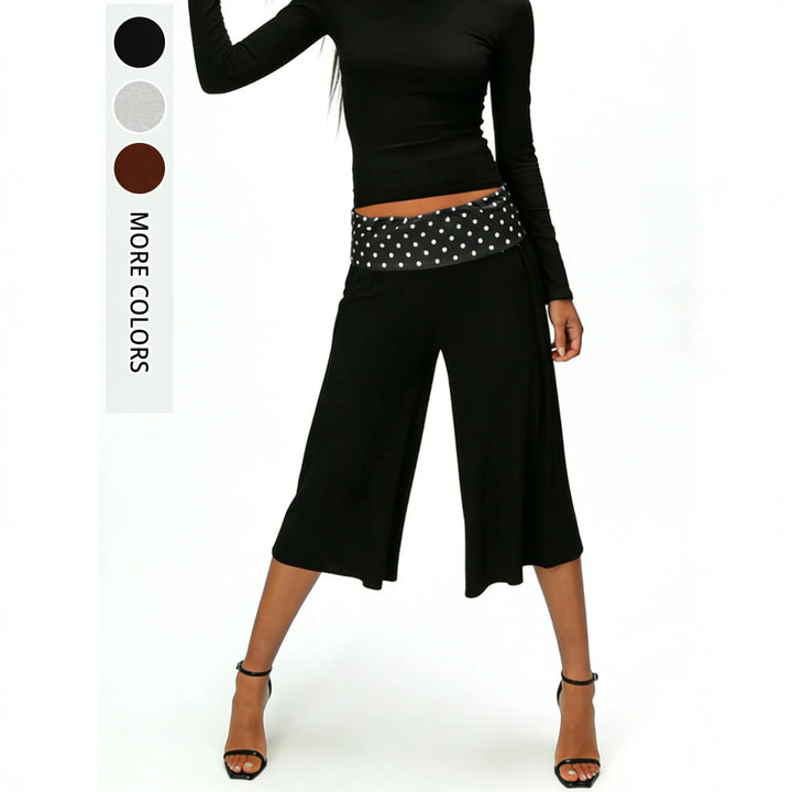 High Waisted Relaxed Fit Striped Wide Leg Capri Pantscasual And Stylish