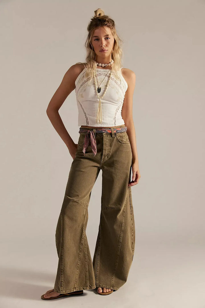 Retro High-Waist Wide-Leg Denim Jeans
