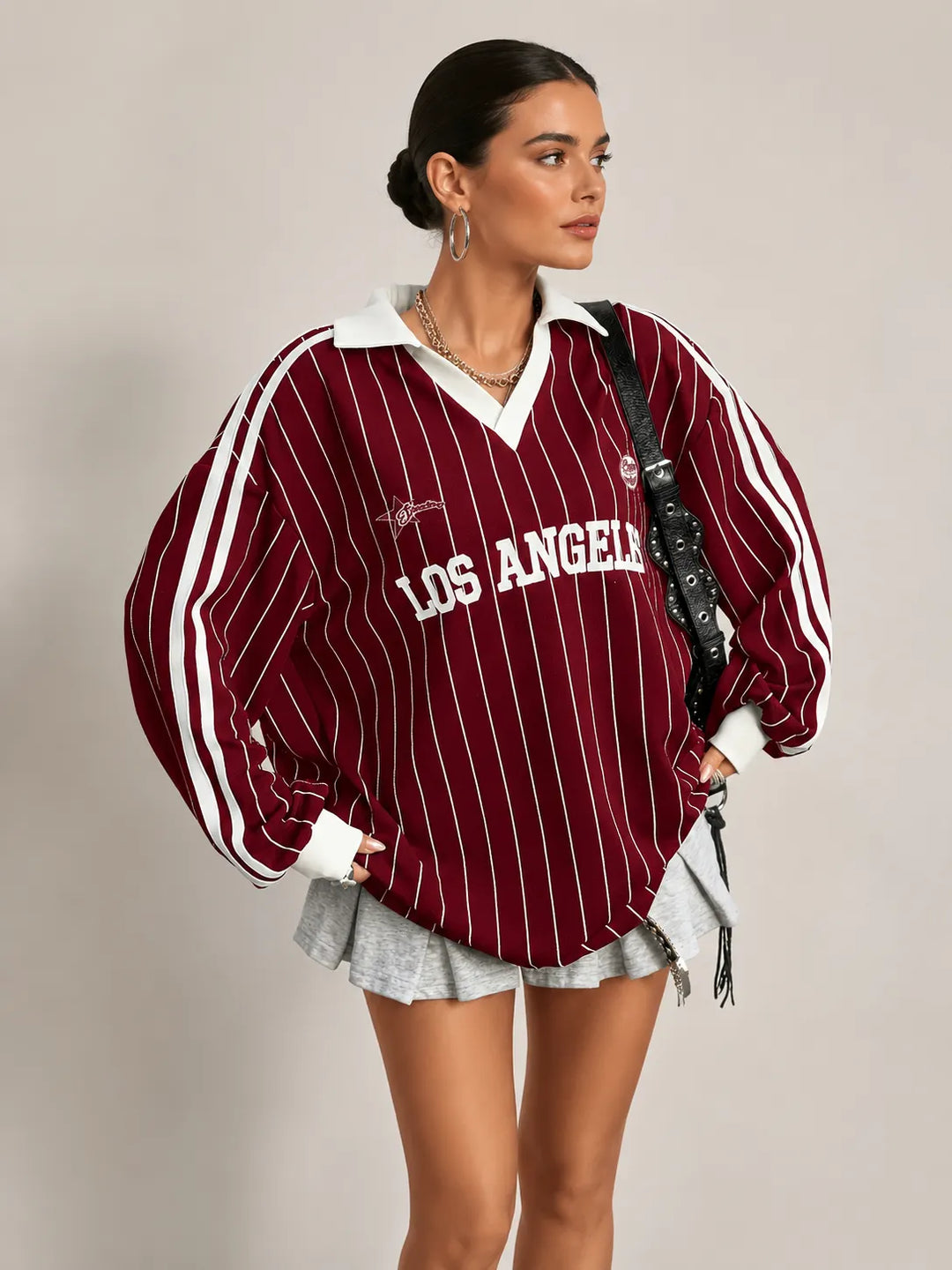 Women's  Striped Letter & Numeral Print Active T-Shirt