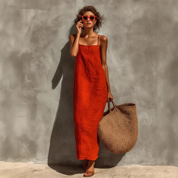 Strapless Square-neckline Resort-style Dress