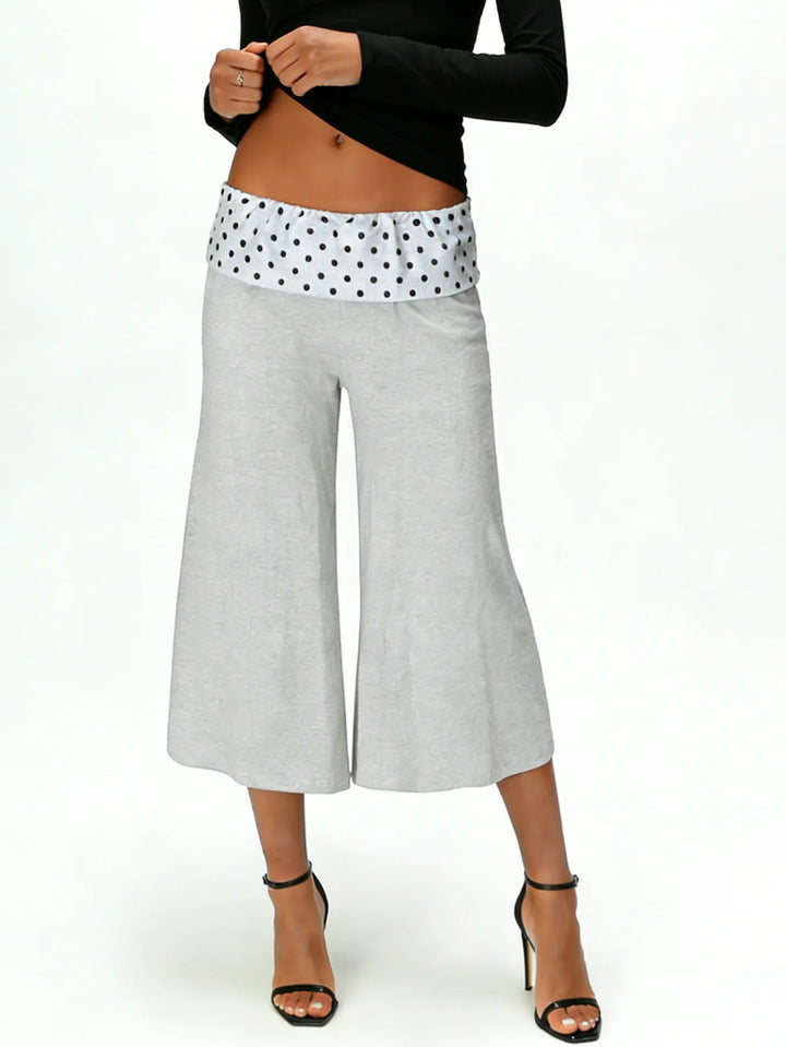 High Waisted Relaxed Fit Striped Wide Leg Capri Pantscasual And Stylish