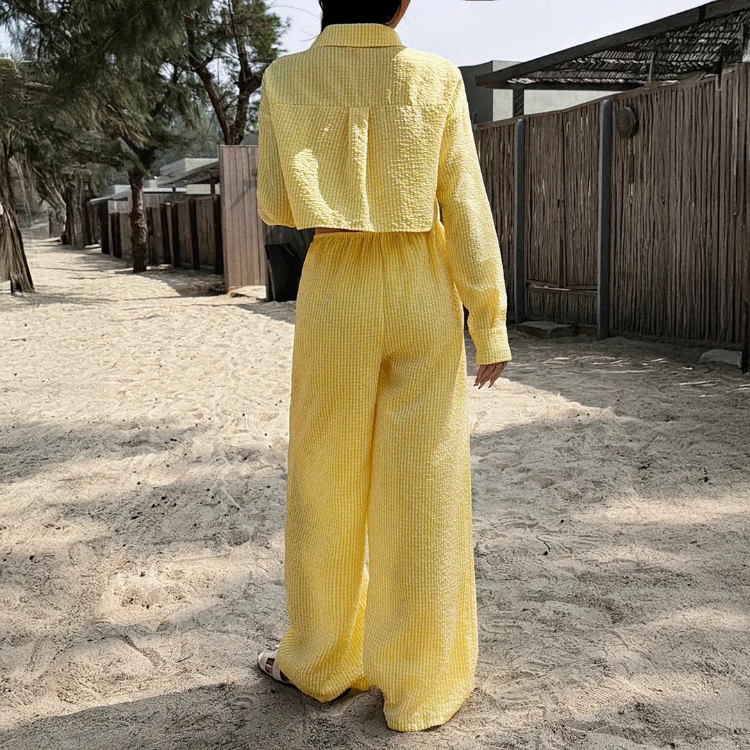 Womens Stylish Casual Striped Two-piece Set