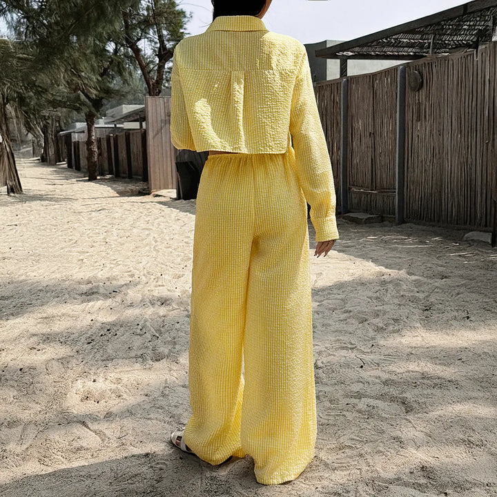 Womens Stylish Casual Striped Two-piece Set