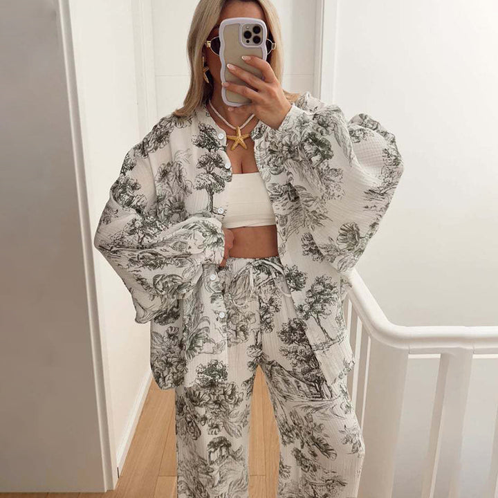 Breathable Long-sleeve Long-pants Cotton Pajamas