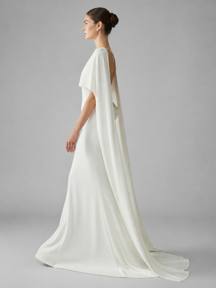 Celeste Ivory Off-Shoulder Cape Gown – view 1