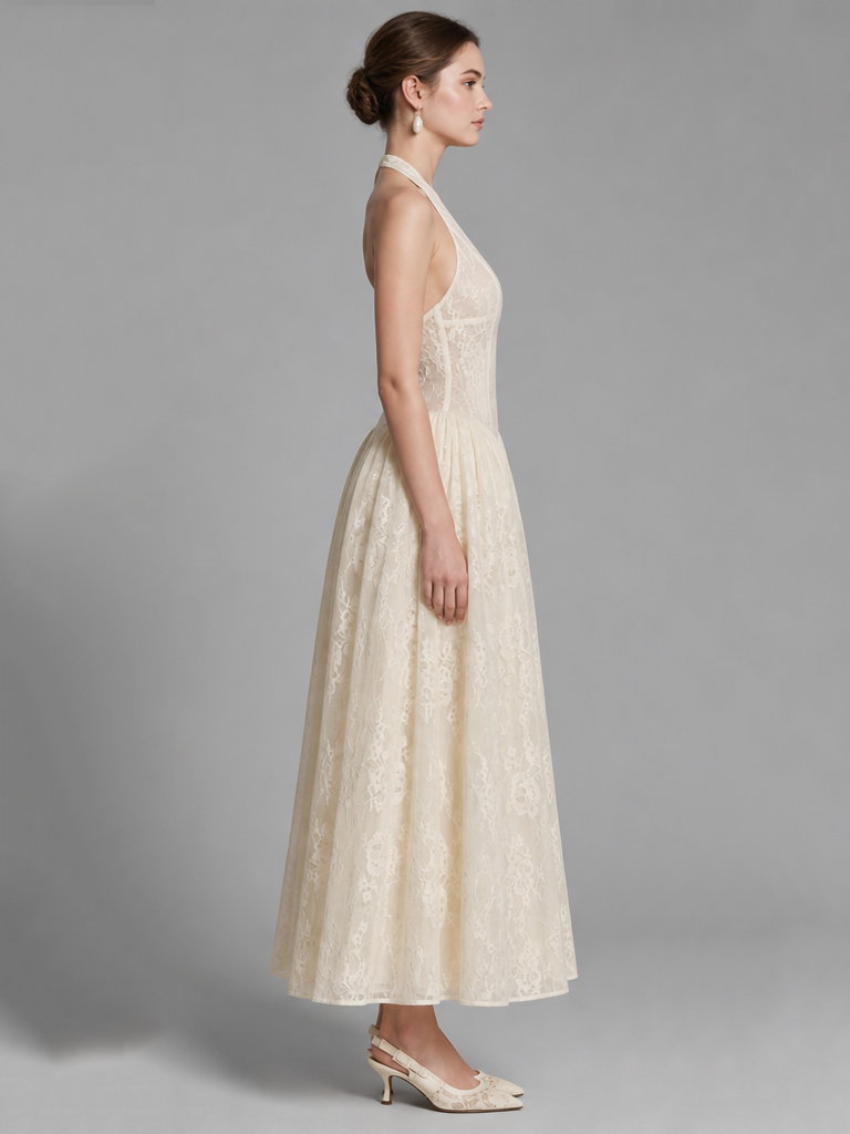 Lucienne Ivory Lace Midi Dress – view 3