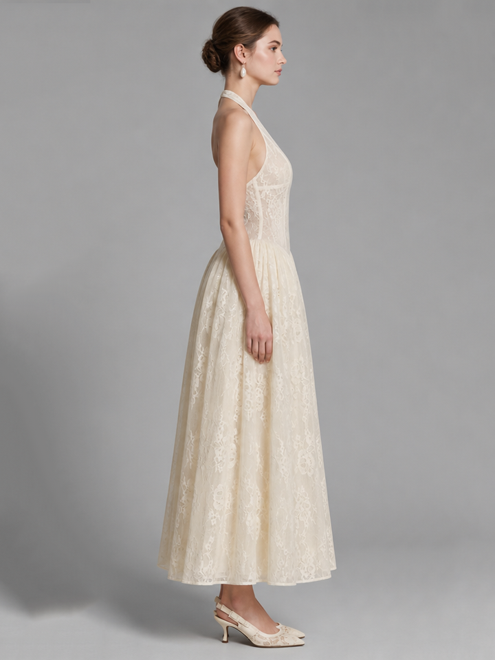 Lucienne Ivory Lace Midi Dress – view 3