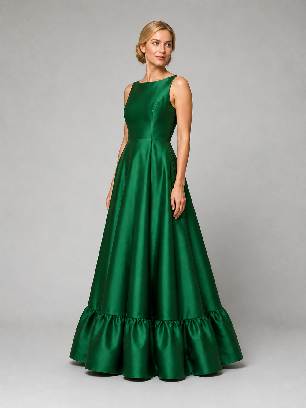 Esmeralda Emerald Tiered Ruffle Gown – view 2