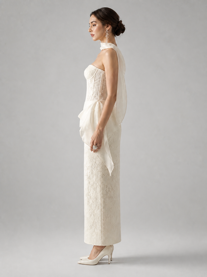 Aurelia Ivory Embellished Column Gown – view 2