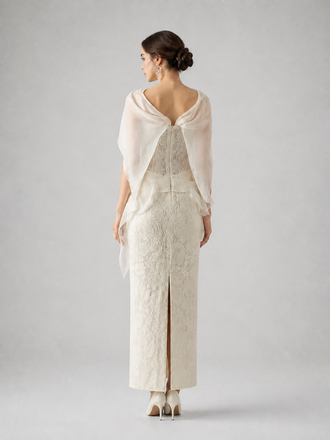 Aurelia Ivory Embellished Column Gown – view 3