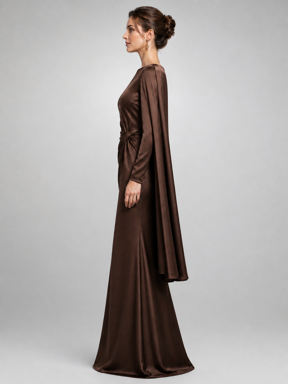 Odette Chocolate Cape Gown – view 2