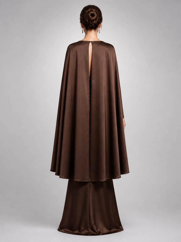 Odette Chocolate Cape Gown – view 3