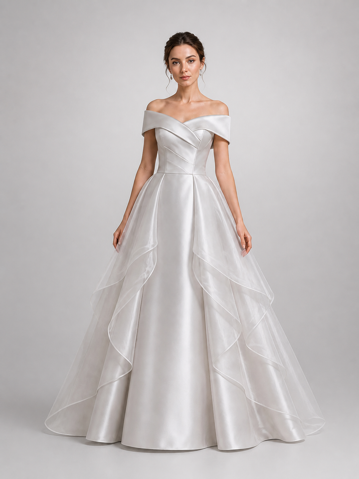 Estelle Silver-Gray Embellished Ball Gown – view 1