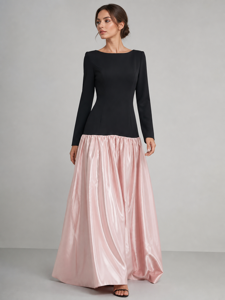 Camille Black-and-Blush Satin Ball Gown – view 1
