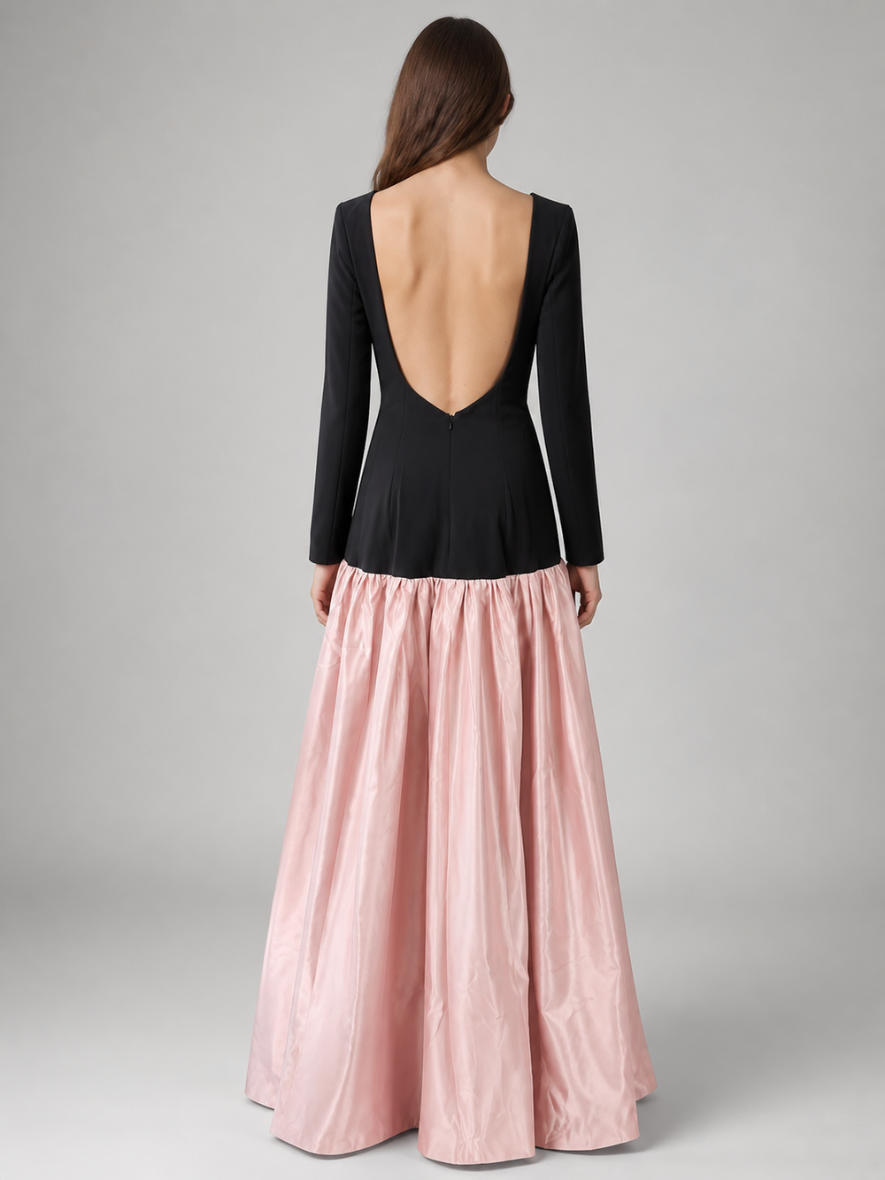 Camille Black-and-Blush Satin Ball Gown – view 2