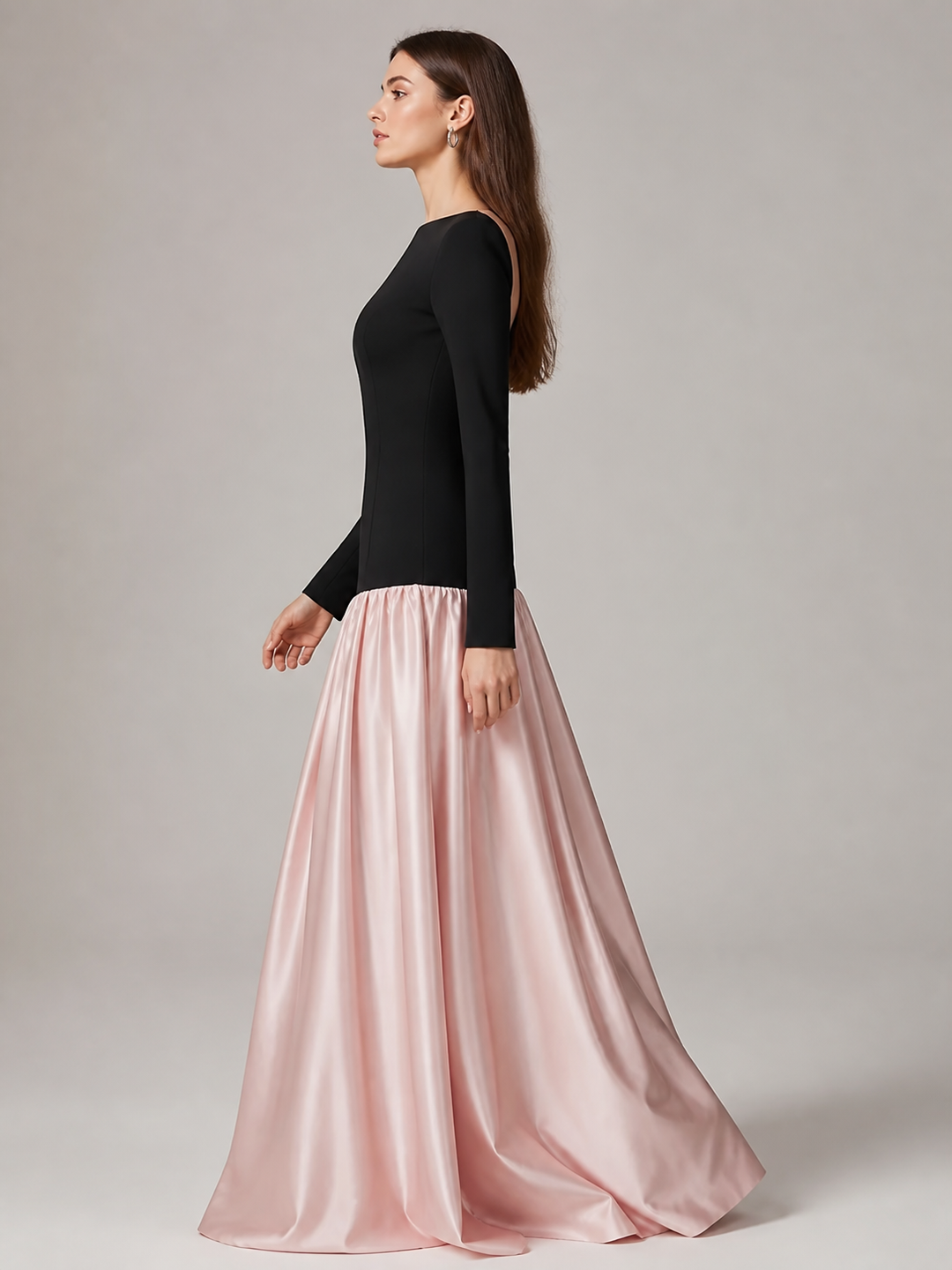 Camille Black-and-Blush Satin Ball Gown – view 3