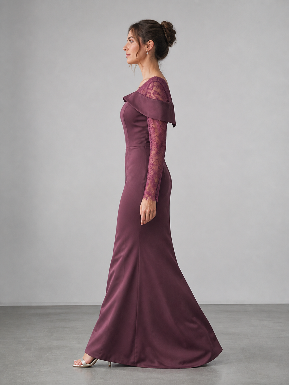 Liliane Mauve Lace Evening Gown – view 2