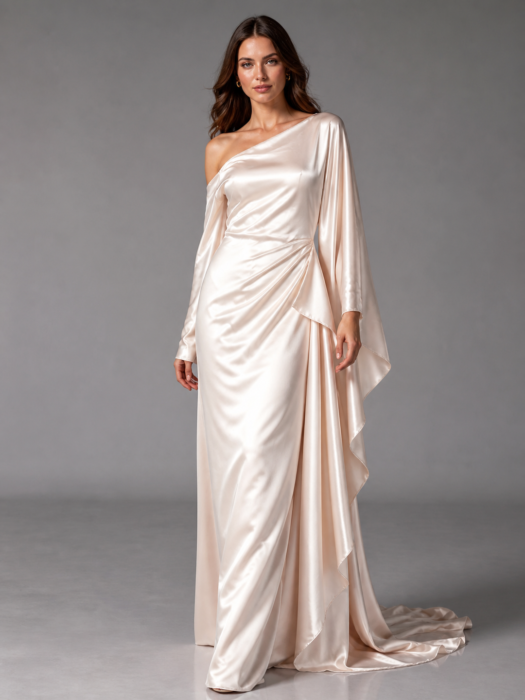 Anaelle Pearl-Blush One-Shoulder Gown – view 1