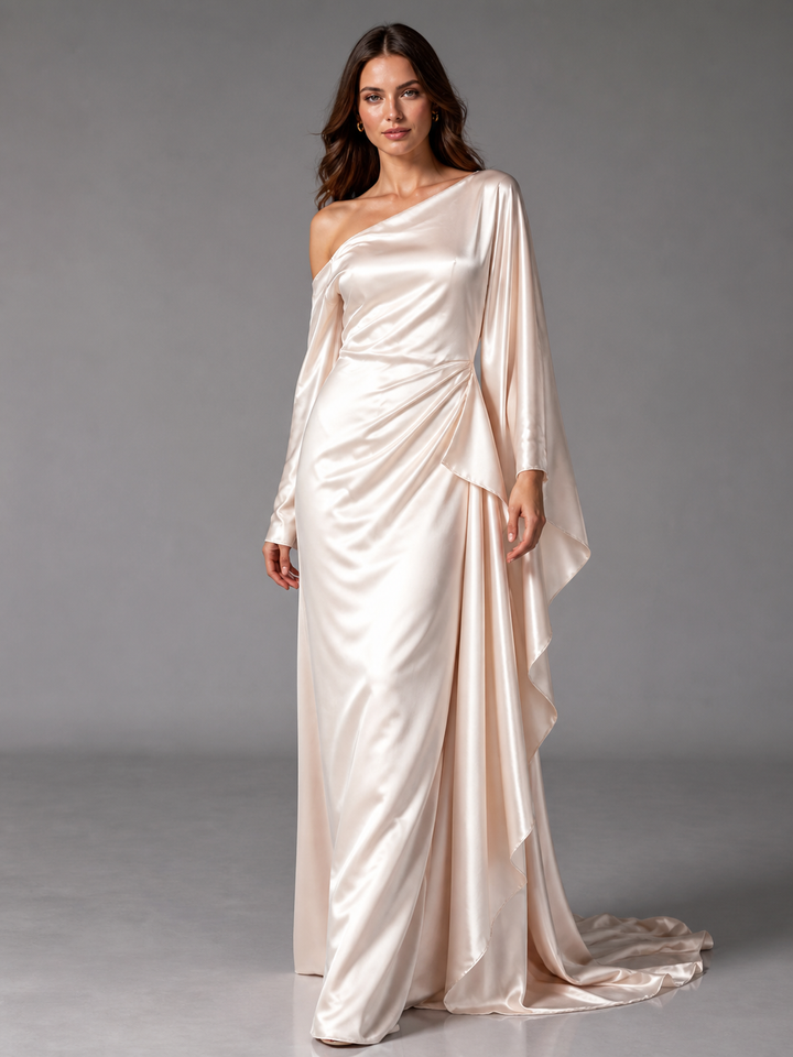Anaelle Pearl-Blush One-Shoulder Gown – view 1