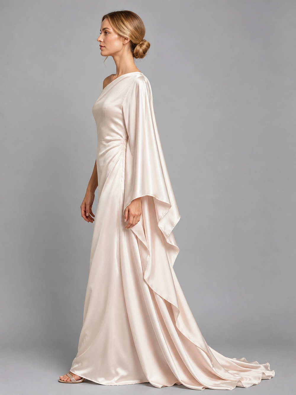 Anaelle Pearl-Blush One-Shoulder Gown – view 2