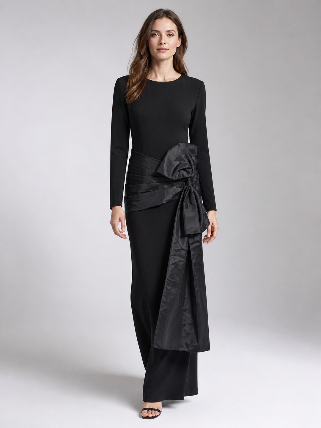 Sabine Black Asymmetric Sequin Gown – view 1