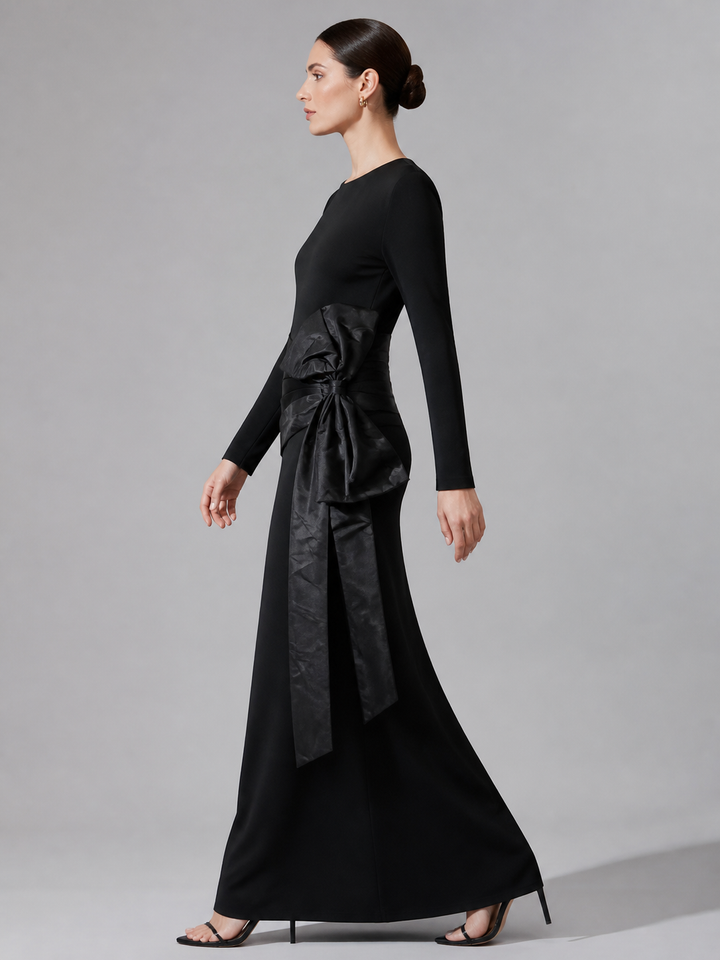 Sabine Black Asymmetric Sequin Gown – view 3