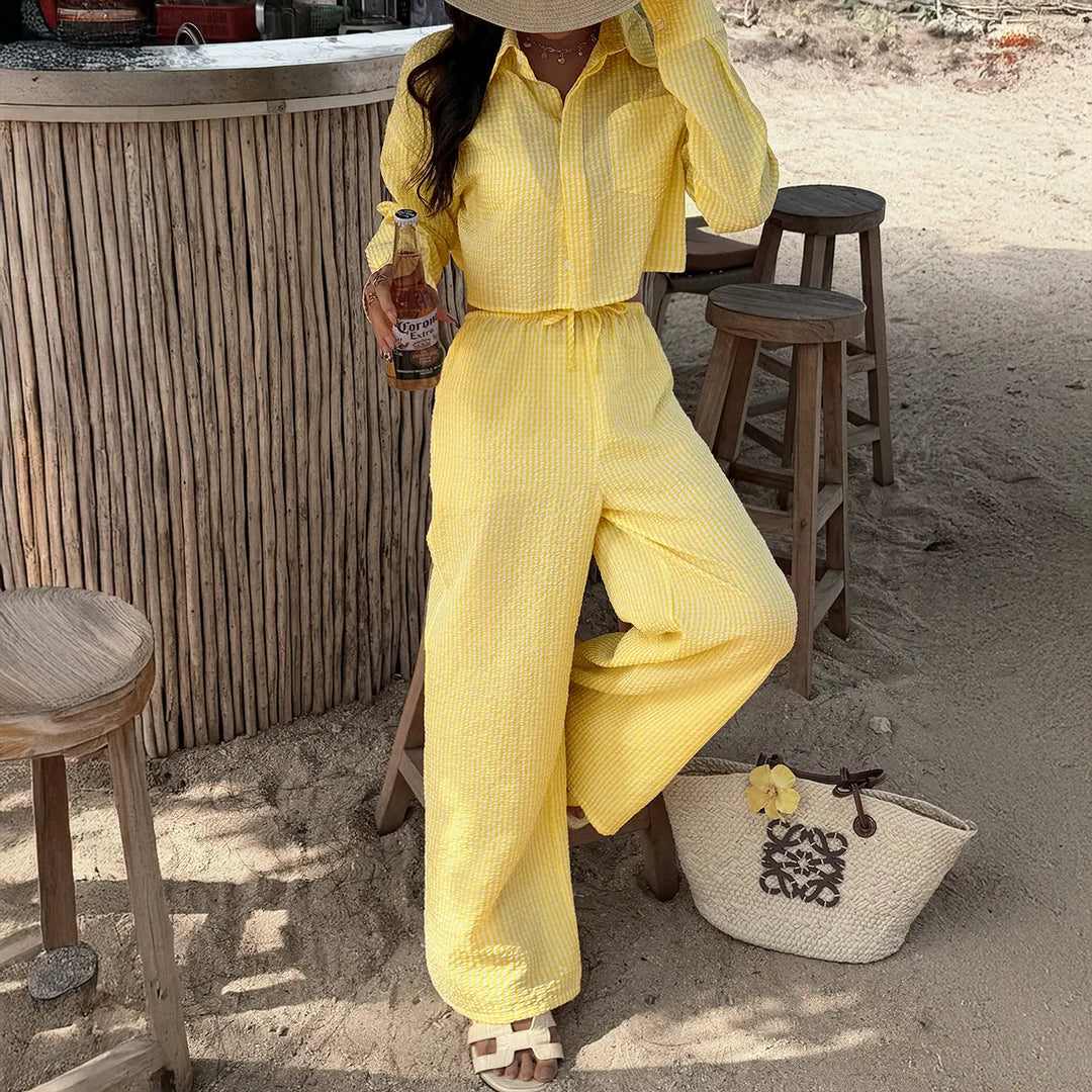 Womens Stylish Casual Striped Two-piece Set