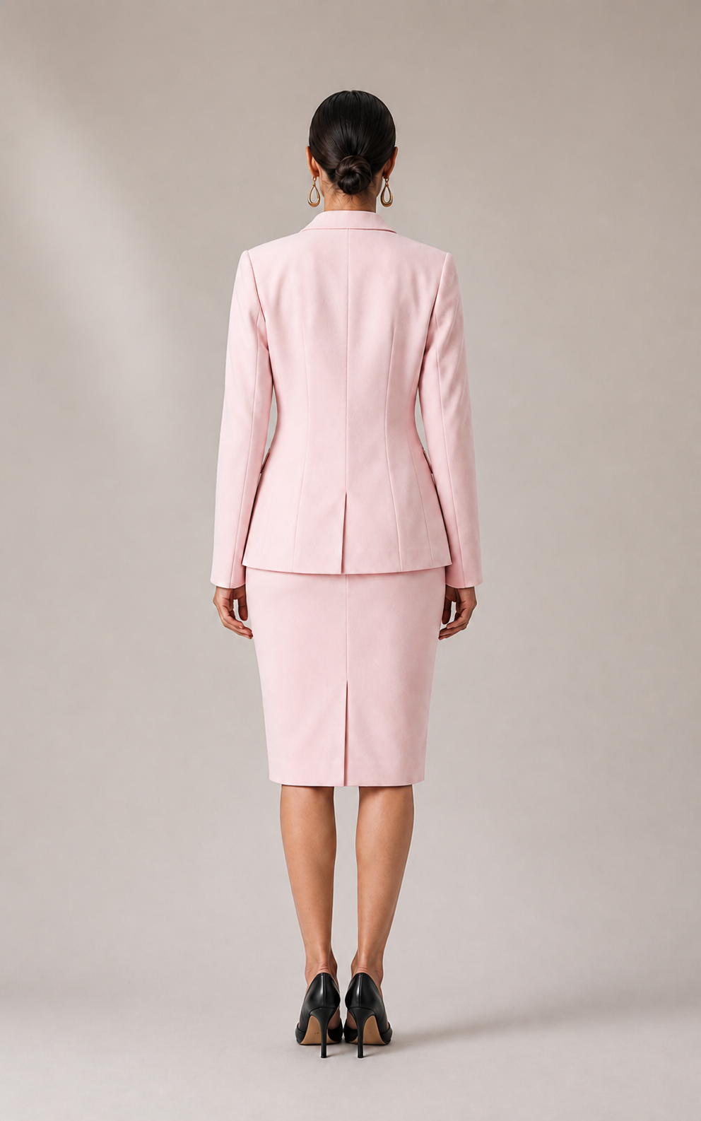 Rosalie Blush Tailored Skirt Suit Set – back view
