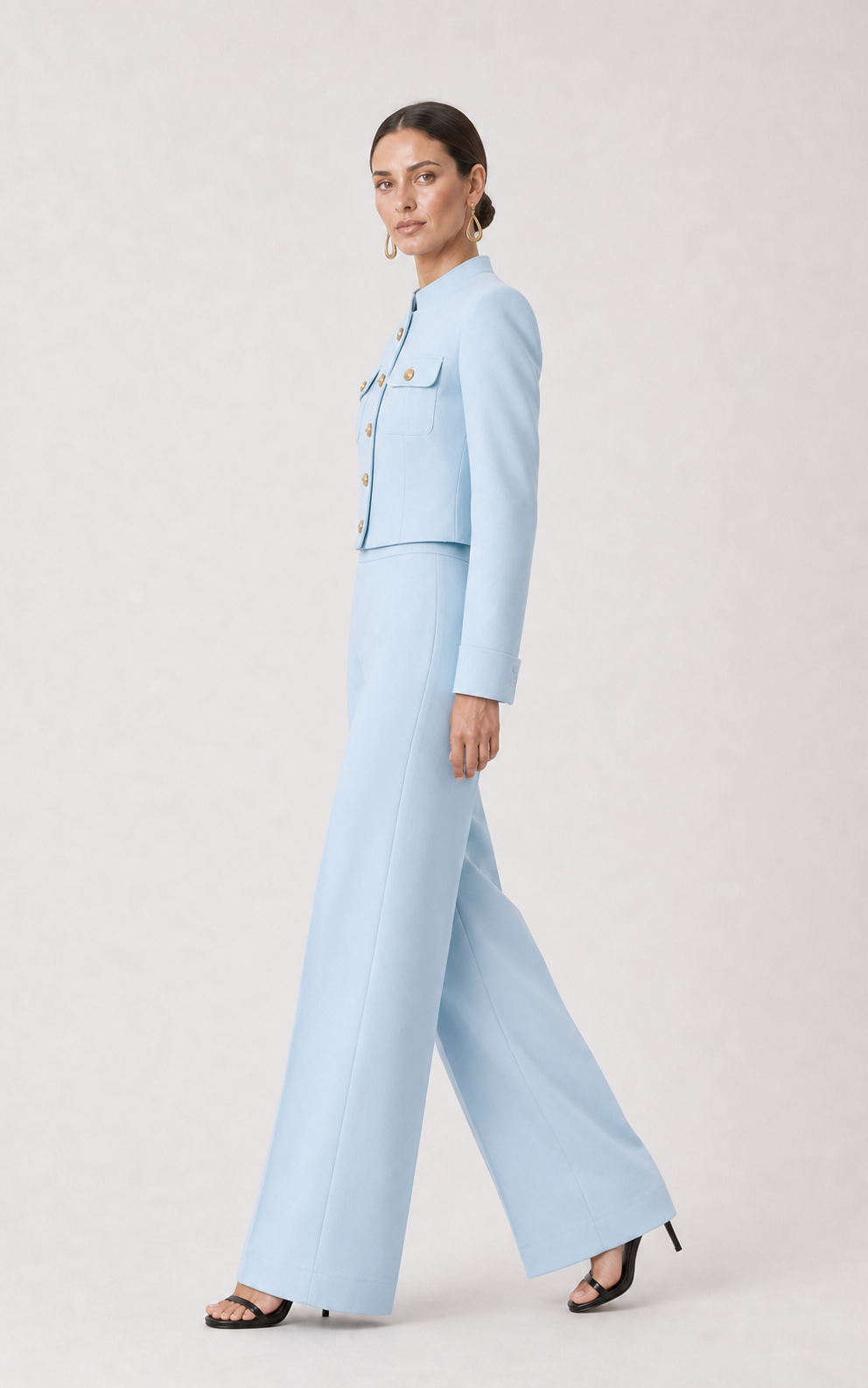 Maris Collarless Cropped Wide-Leg Suit Set – side view